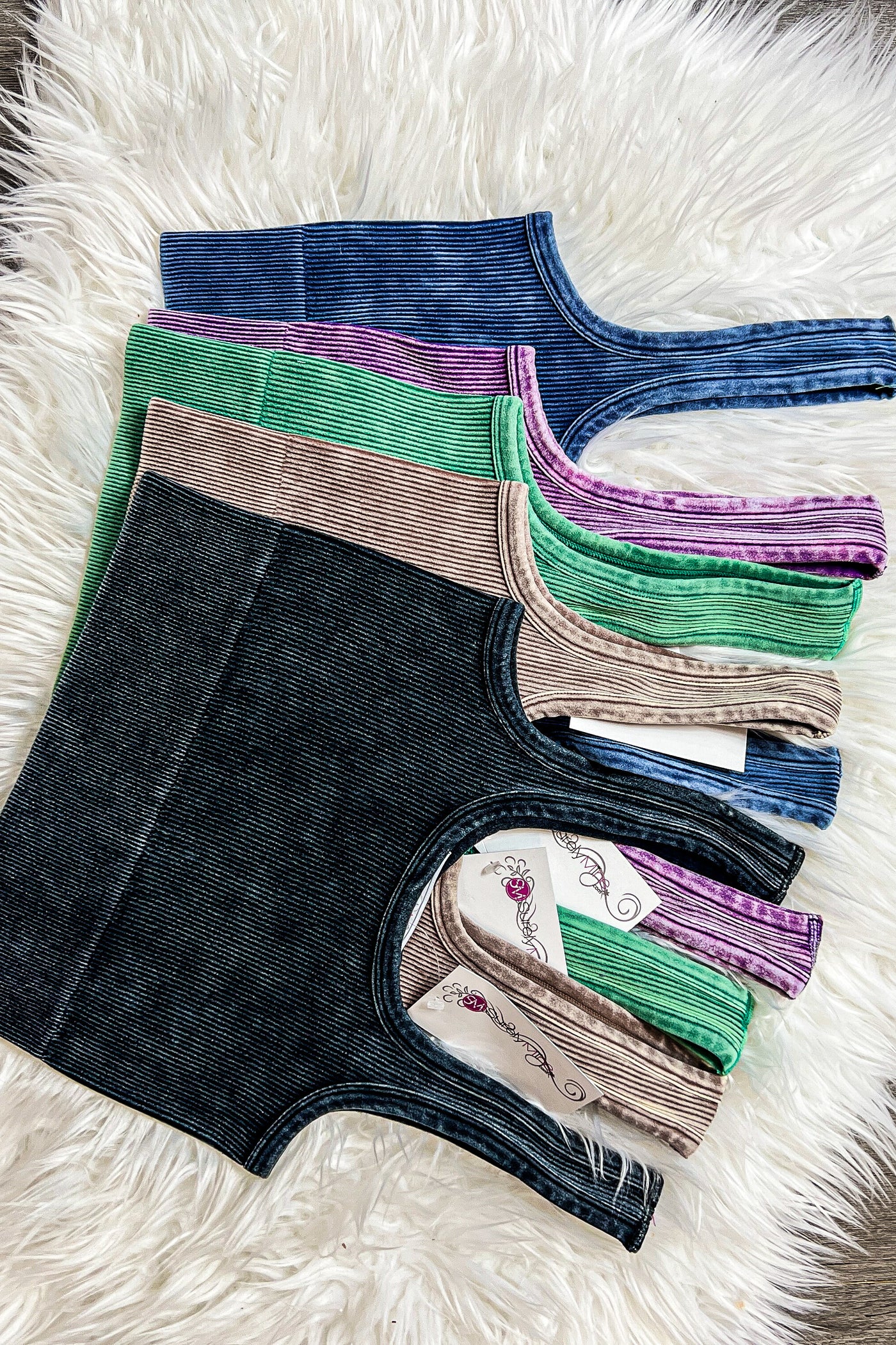 Thick Washed Ribbed Square Neck Cropped Tank Top