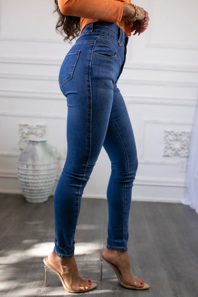 Stretch V Detail Skinny Jeans