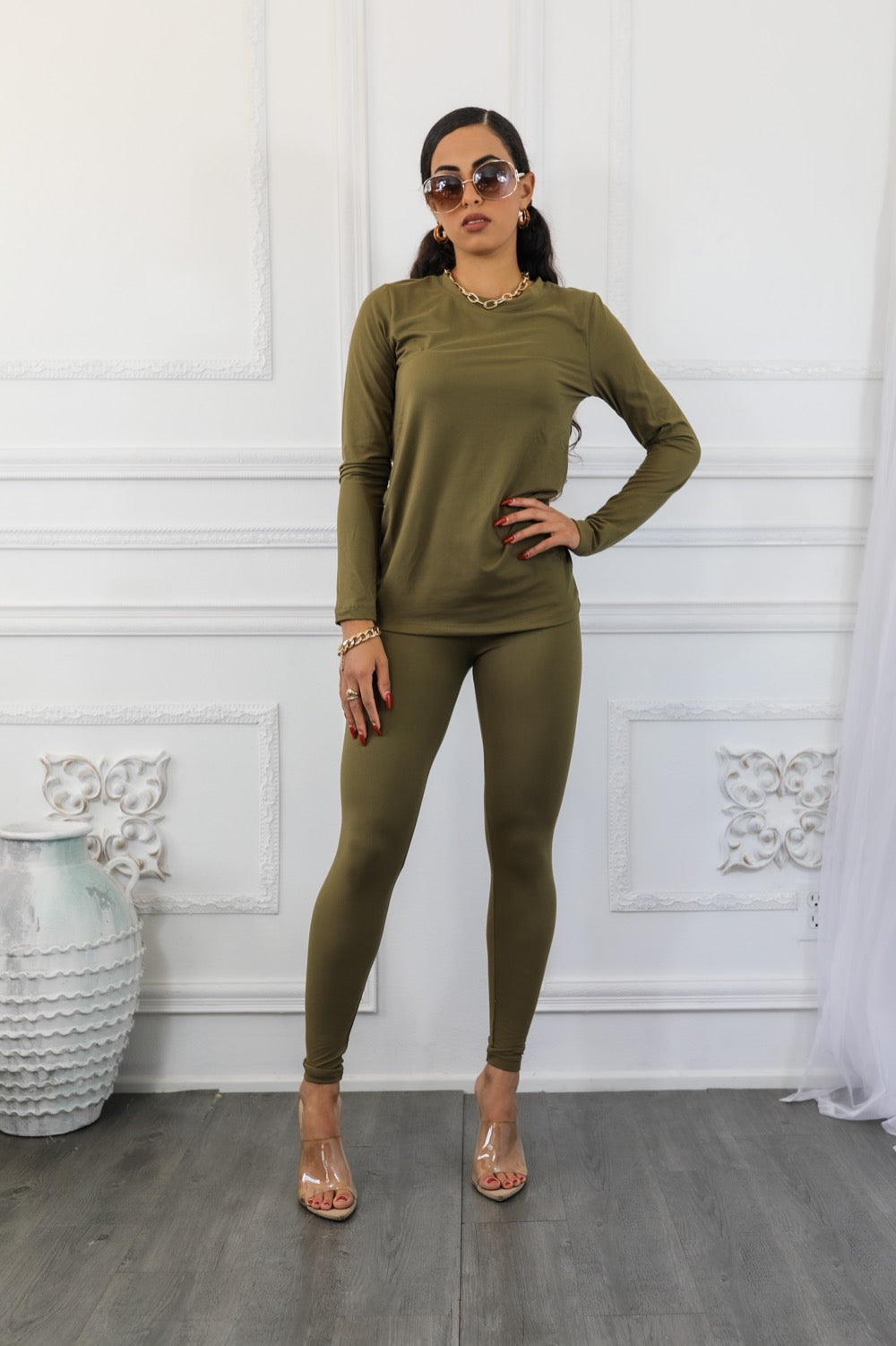 The Cozy Brushed Microfiber Round Neck and Legging Set